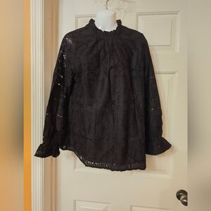Unk Black Lace Women's Blouse Size L NWOT